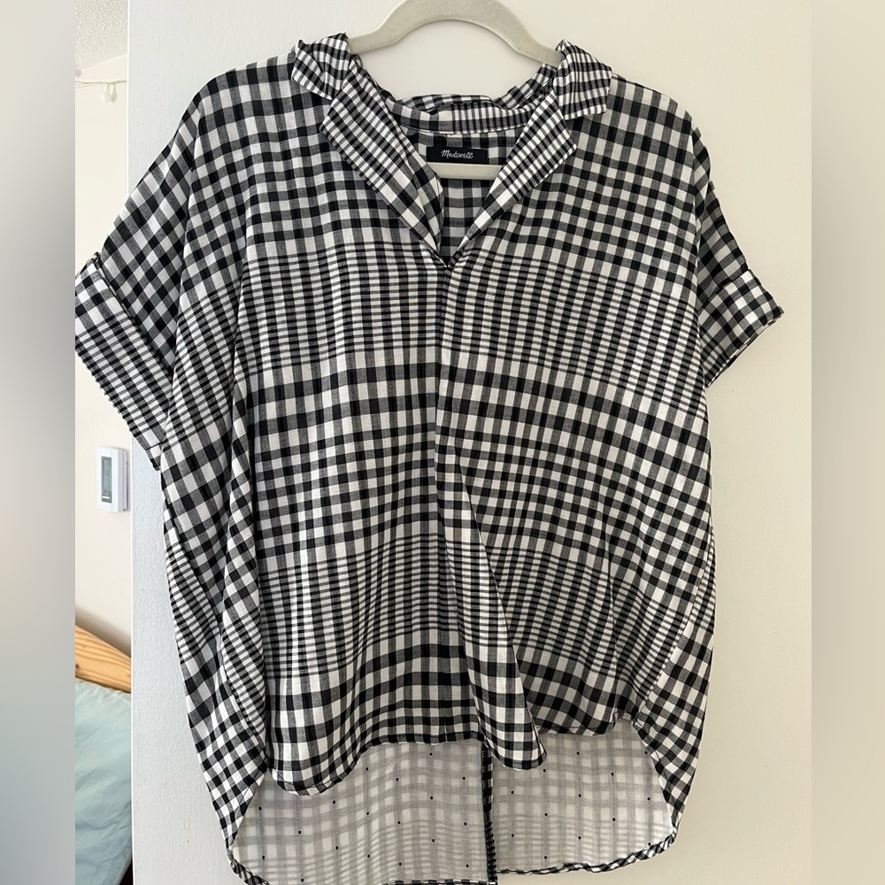 Madewell gingham oversized collared shirt, size small